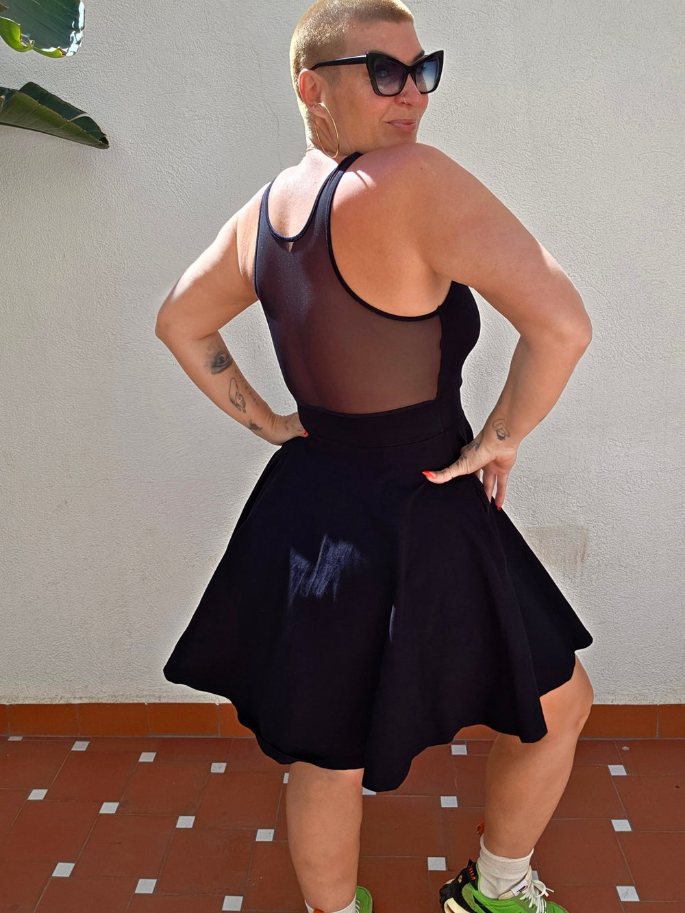 Shinni Mesh Back Jola Mini Dress in Black - Manners London