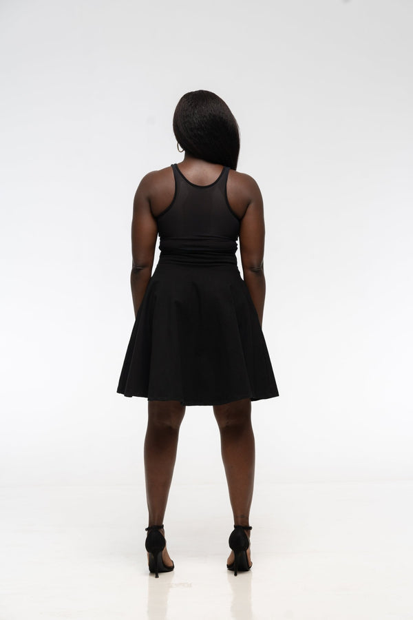 Shinni Mesh Back Jola Mini Dress in Black - Manners London