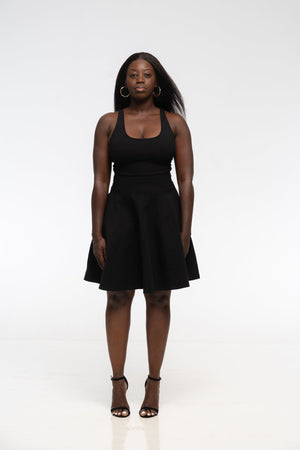 Shinni Mesh Back Jola Mini Dress in Black - Manners London