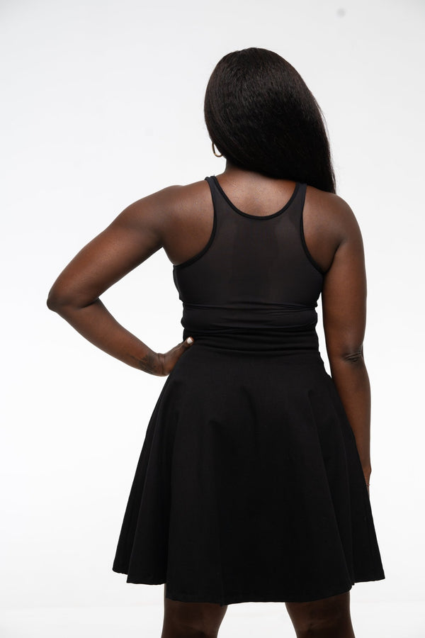 Shinni Mesh Back Jola Mini Dress in Black - Manners London