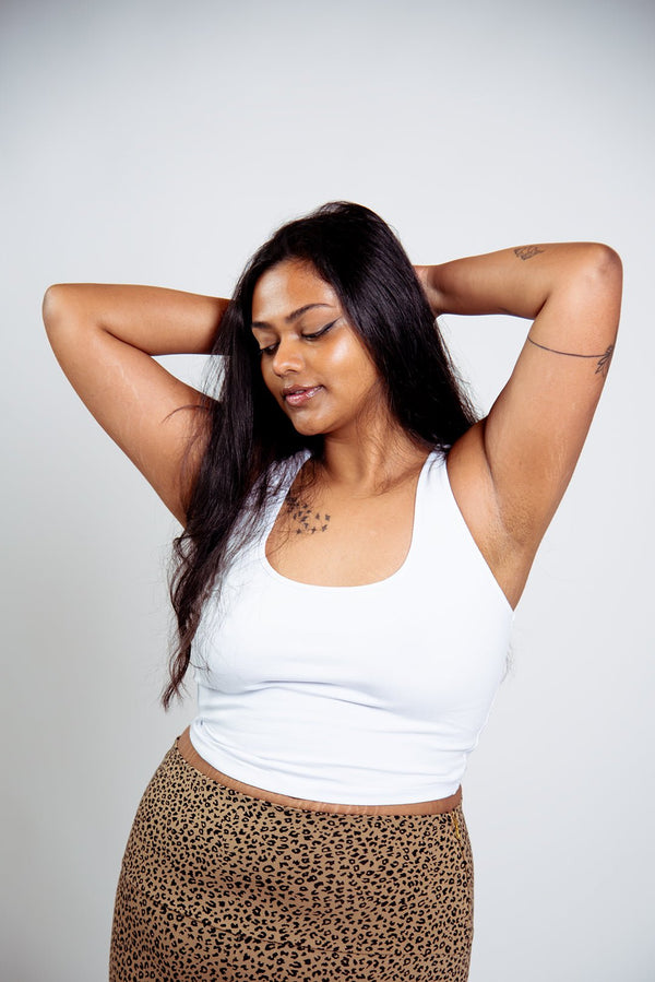 Shinni Neck Crop Tank in White - Manners London