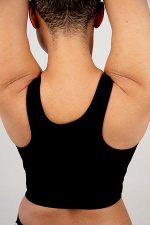 Shinni Neck Crop Tank Top In Black - Manners London