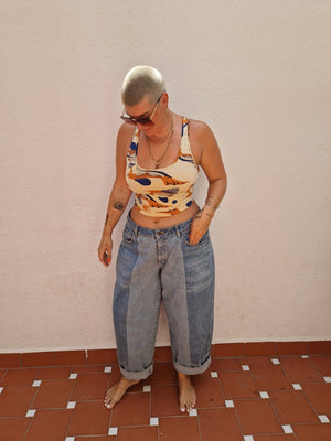 Shinni Neck Crop Tank Top in Ikan - Manners London