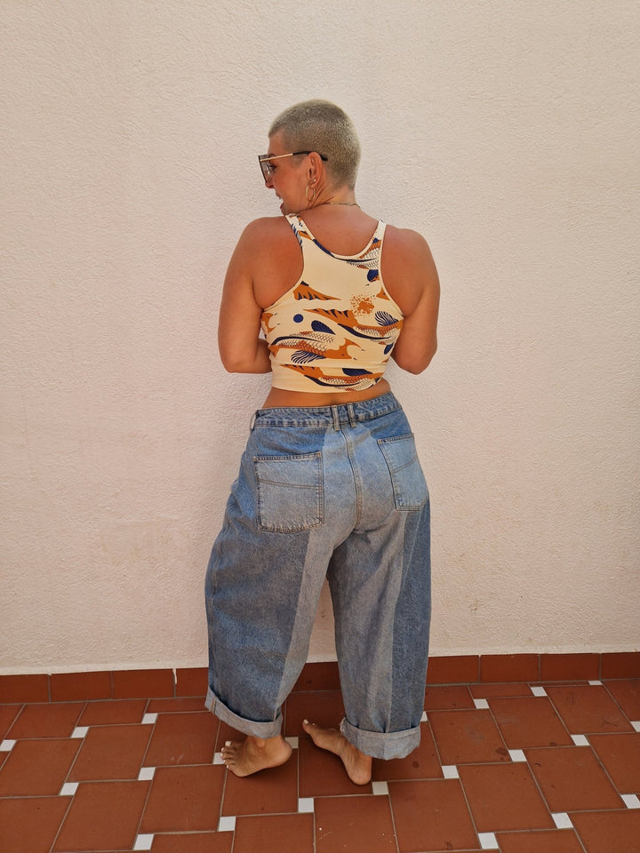 Shinni Neck Crop Tank Top in Ikan - Manners London