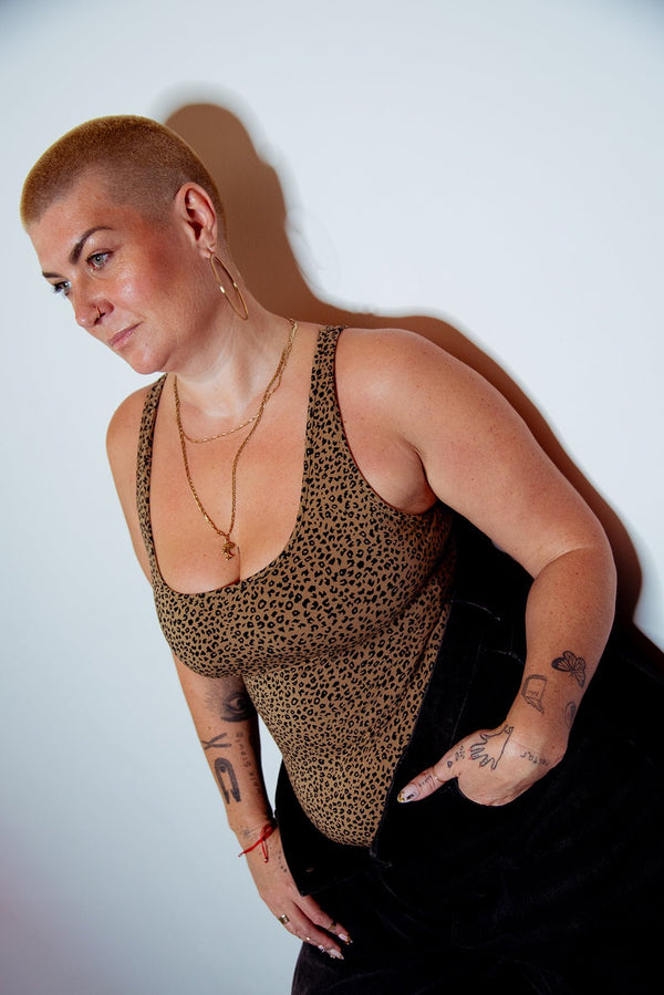 Shinni Neck Full Length Tank In Classic Leopard - Manners London