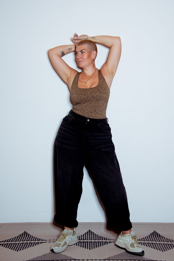 Shinni Neck Full Length Tank In Classic Leopard - Manners London