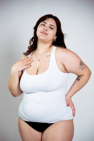 Shinni Neck Full Length Tank in White - Manners London