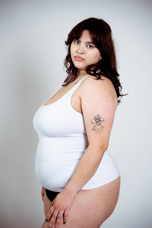 Shinni Neck Full Length Tank in White - Manners London