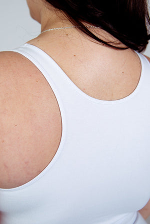 Shinni Neck Full Length Tank in White - Manners London