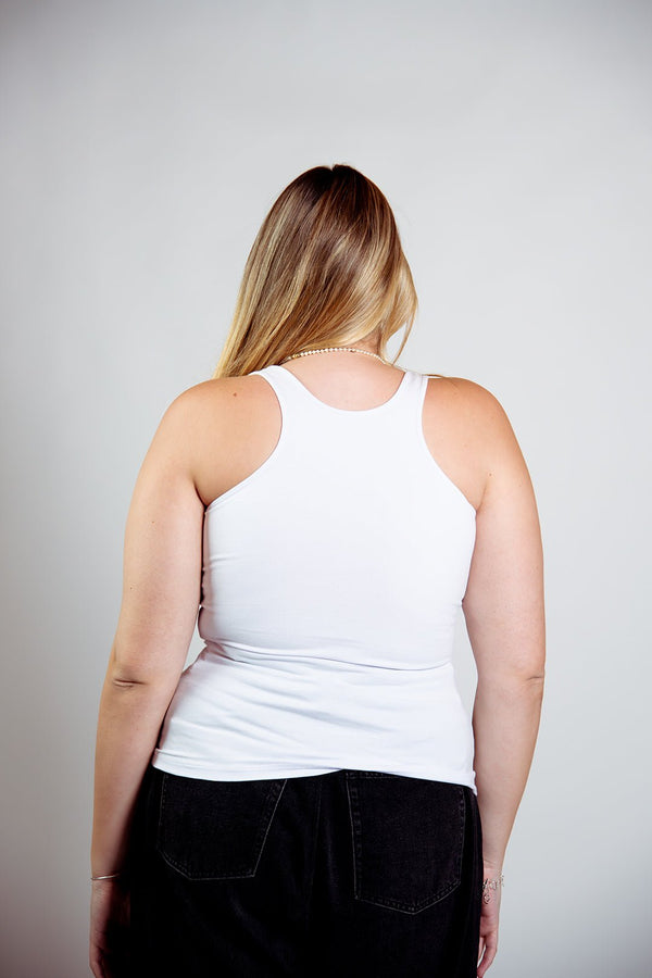 Shinni Neck Full Length Tank in White - Manners London