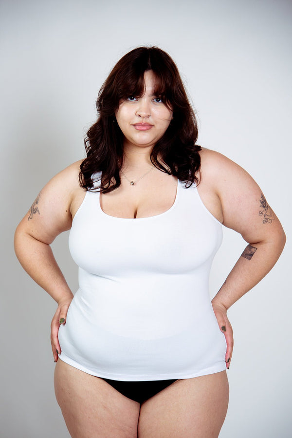 Shinni Neck Full Length Tank in White - Manners London