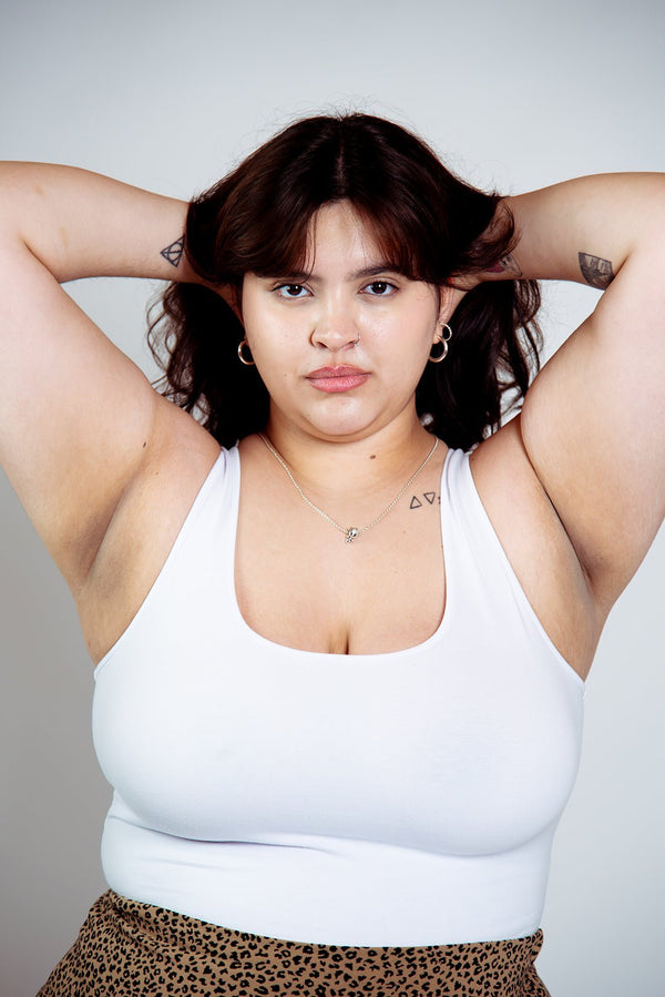 Shinni Neck Full Length Tank in White - Manners London