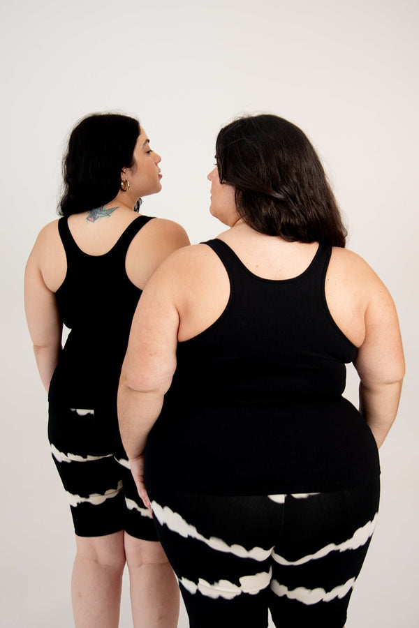 Shinni Neck Full Length Tank Top In Black - Manners London