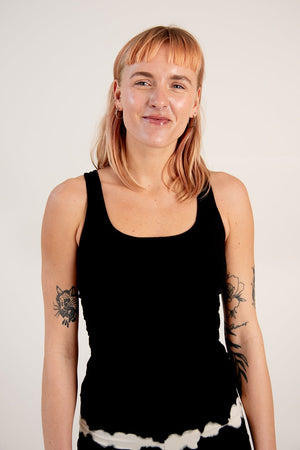 Shinni Neck Full Length Tank Top In Black - Manners London