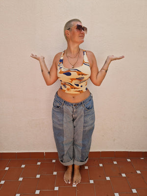 Shinni Neck Full Length Tank Top in Ikan - Manners London