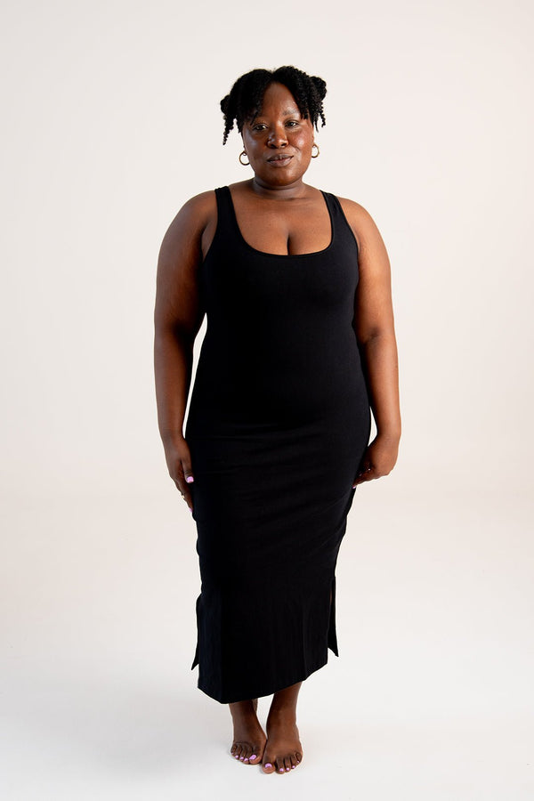 Shinni Neck Midi Dress In Black - Manners London