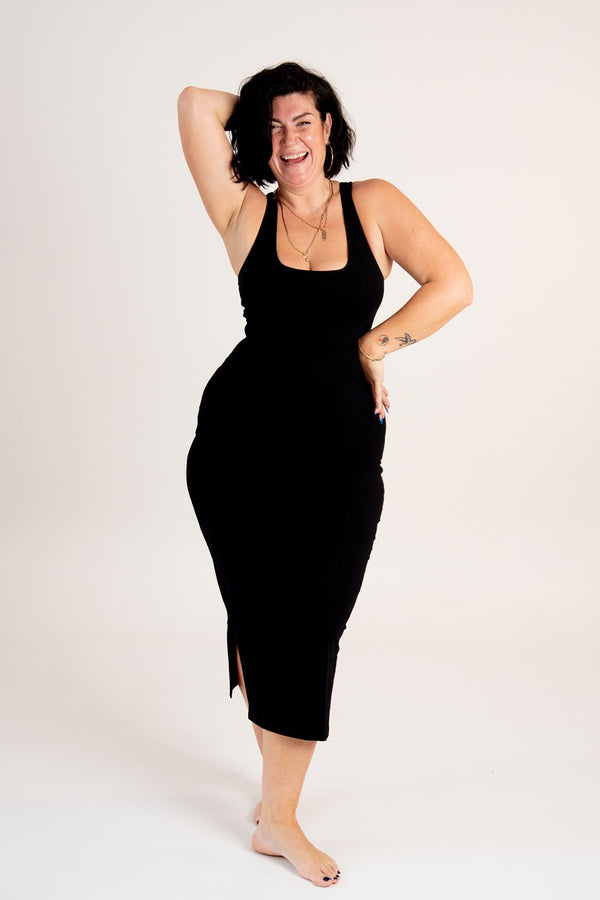 Shinni Neck Midi Dress In Black - Manners London