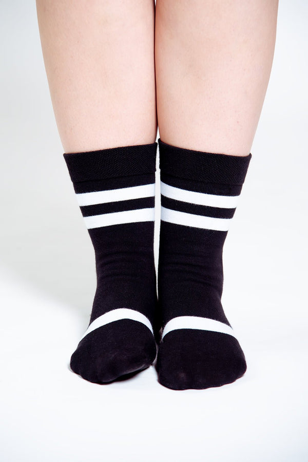Sox in Black with White Stripes - Manners London