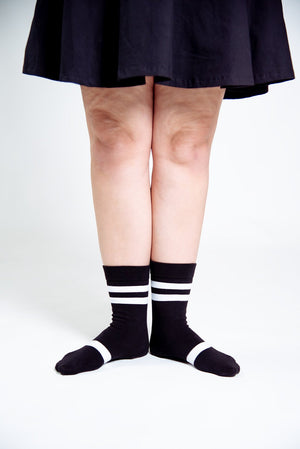 Sox in Black with White Stripes - Manners London