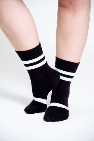 Sox in Black with White Stripes - Manners London