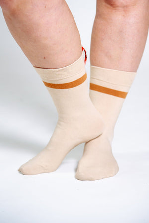 Sox in ⁠Latte with Caramel Stripe - Manners London