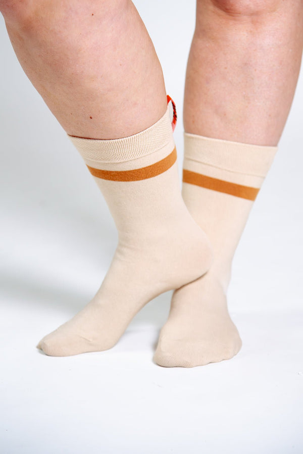 Sox in ⁠Latte with Caramel Stripe - Manners London