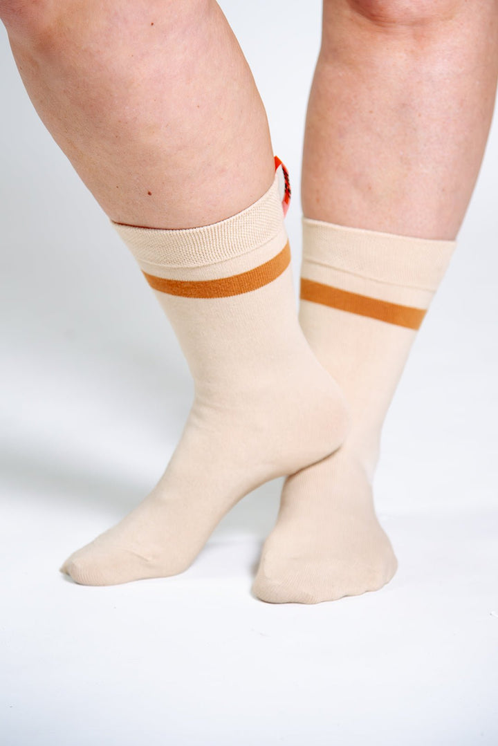 Sox in ⁠Latte with Caramel Stripe - Manners London