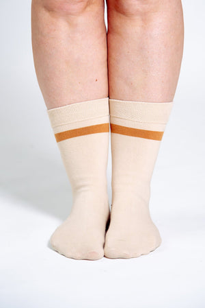 Sox in ⁠Latte with Caramel Stripe - Manners London