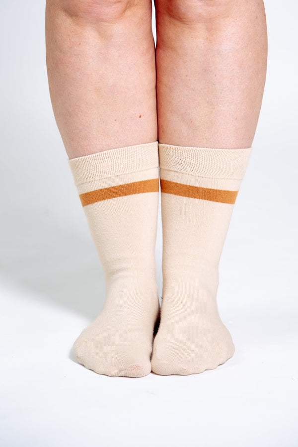 Sox in ⁠Latte with Caramel Stripe - Manners London