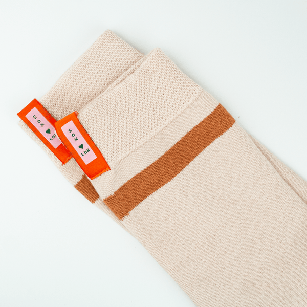 Sox in ⁠Latte with Caramel Stripe - Manners London