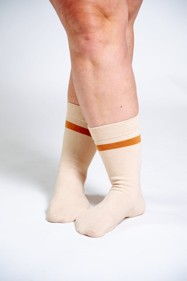 Sox in ⁠Latte with Caramel Stripe - Manners London