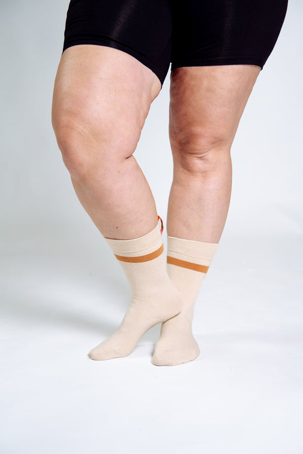 Sox in ⁠Latte with Caramel Stripe - Manners London