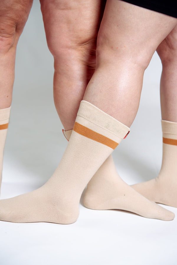 Sox in ⁠Latte with Caramel Stripe - Manners London