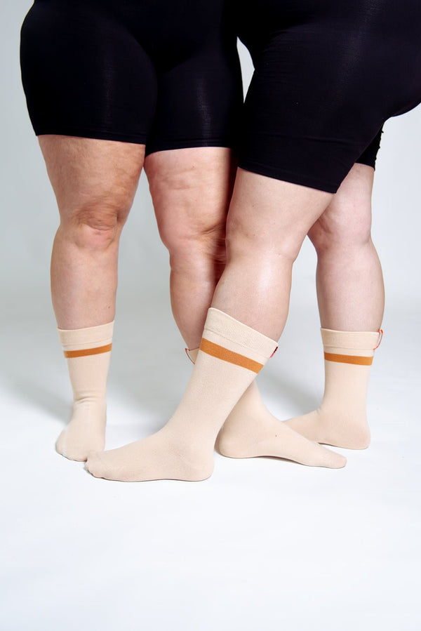 Sox in ⁠Latte with Caramel Stripe - Manners London