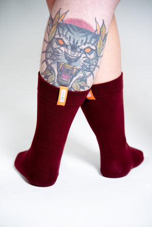 Sox in ⁠Tawny Port with label - Manners London
