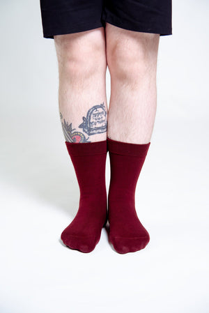 Sox in ⁠Tawny Port with label - Manners London