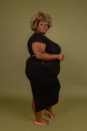 Split Midi Skirt in Black - Manners London