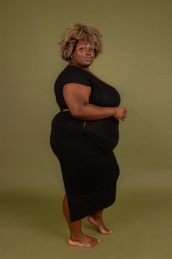 Split Midi Skirt in Black - Manners London