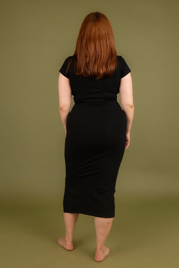 Split Midi Skirt in Black - Manners London