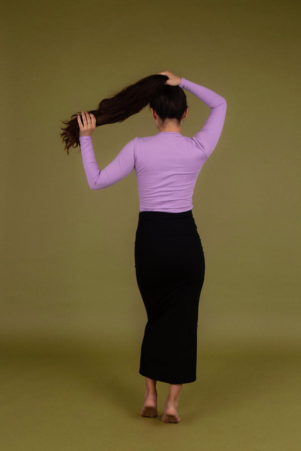 Split Midi Skirt in Black - Manners London