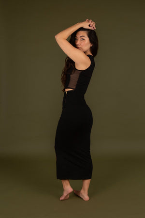 Split Midi Skirt in Black - Manners London