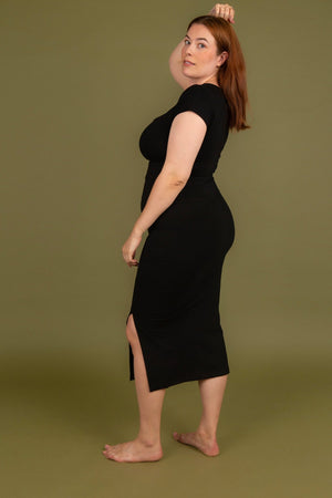 Split Midi Skirt in Black - Manners London