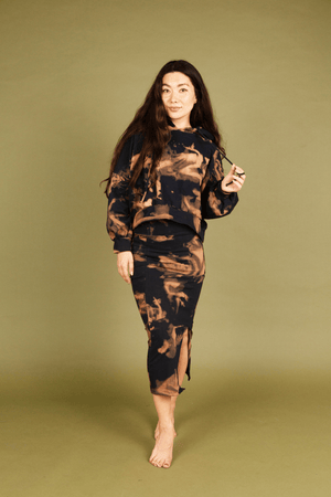 Split Midi Skirt Petite in Acid Wash - Manners London