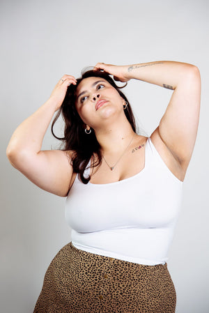 Square Neck Crop Vest in White - Manners London