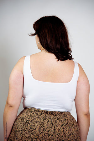 Square Neck Crop Vest in White - Manners London