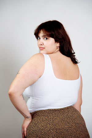 Square Neck Crop Vest in White - Manners London