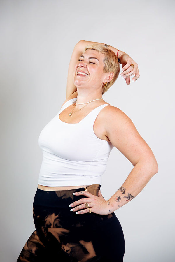 Square Neck Crop Vest in White - Manners London