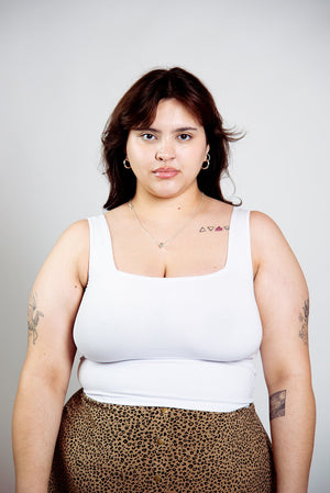 Square Neck Crop Vest in White - Manners London