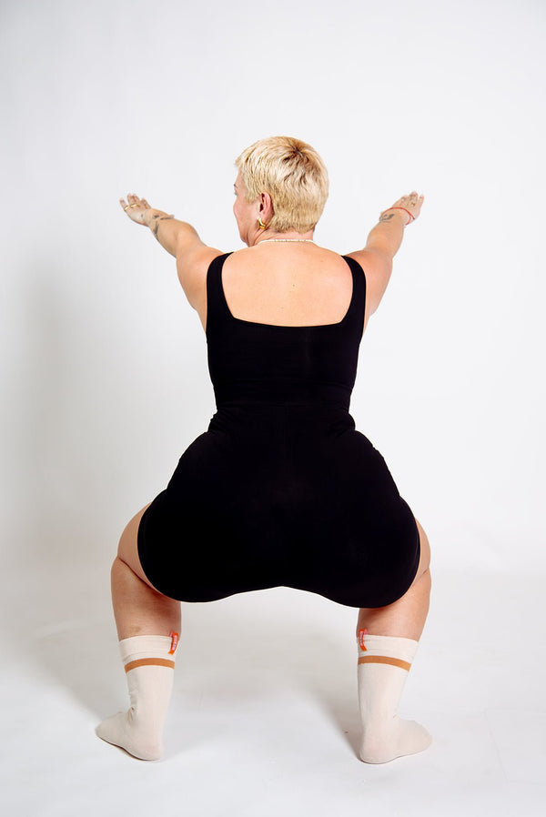 Square Neck Playsuit in Black - Manners London