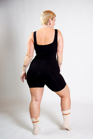 Square Neck Playsuit in Black - Manners London